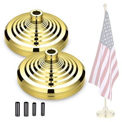 Yescom Base Stand for Indoor Flagpole Gold Interior Flag Holder Plastic Office 2 Pack