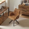 Art Leon Faux Leather Swivel Accent Office Chairs with Oak Wood Legs - 4 of 4