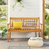 Tangkula Patio Acacia Wood Bench Wooden 2-Person Outside Chair w/Curved Armrests Slatted Seat & Backrest Outdoor Loveseat - 3 of 4