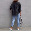 Clearlove Womens Oversized Ripped Denim Jacket Frayed Hem Button Basic Fall Coats Jean Jackets with Pockets - 2 of 3