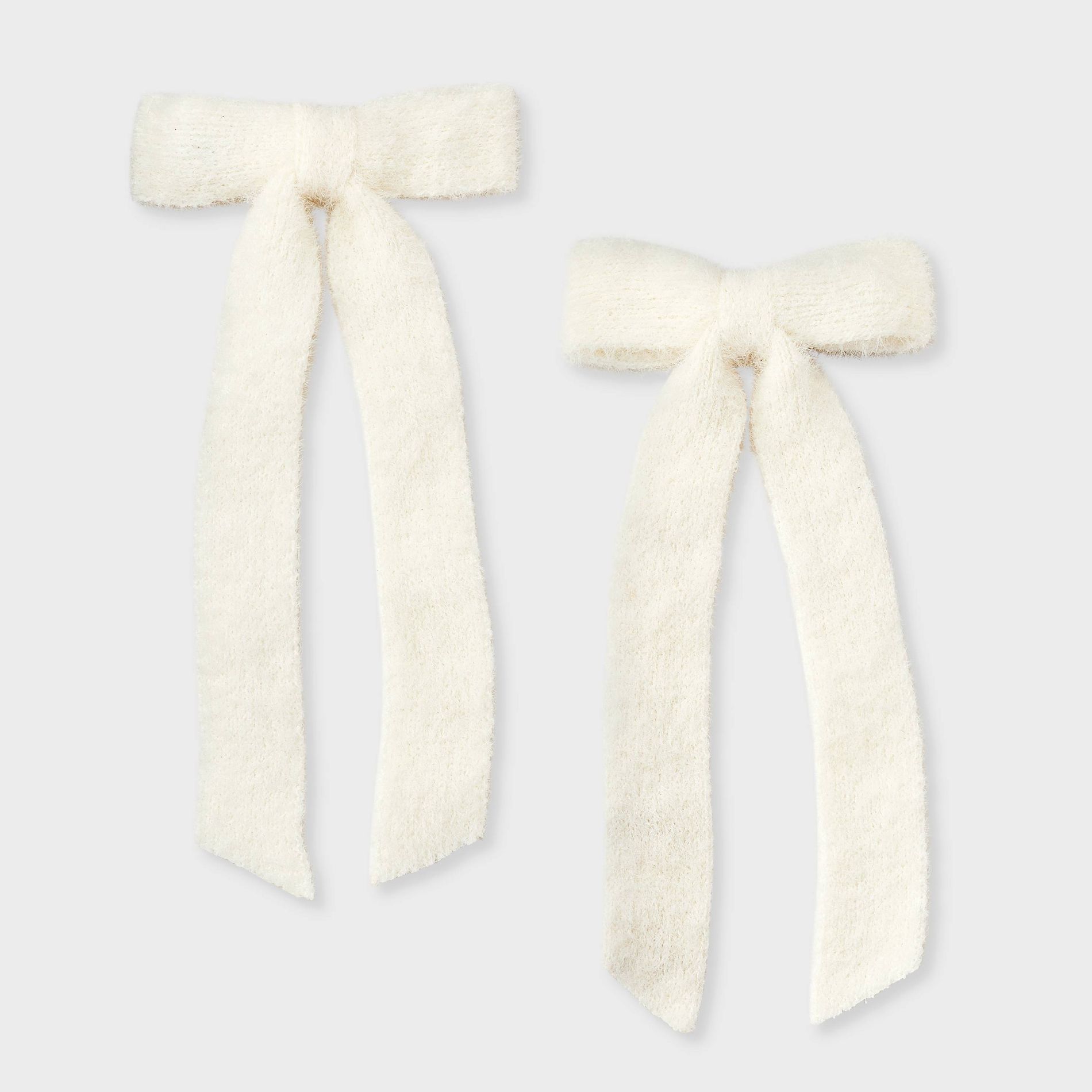 Girls' Knit Bow Hair Barrette 2pk - Cat & Jack™ Cream
