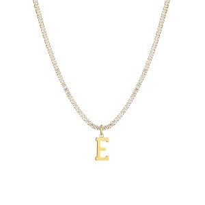 Adornia 14k Gold Plated Tennis Necklace with Initial Charm - 1 of 3