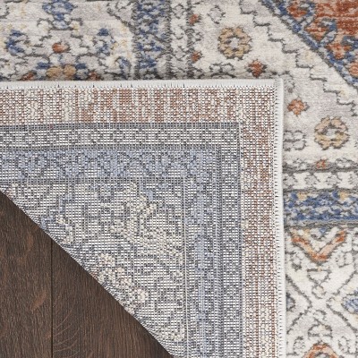 Gray and Orange Rectangular Synthetic Vintage Rug 2' x 3'
