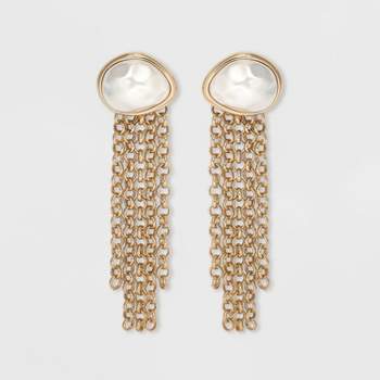 Pearl Chain Linear Drop Earrings - A New Day™ Gold