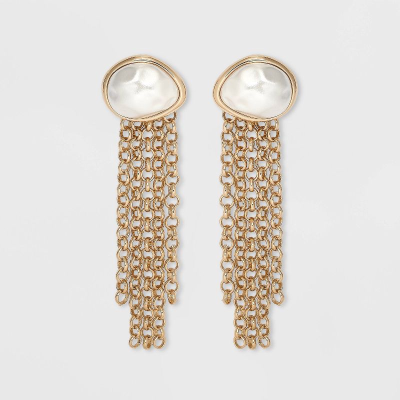 Pearl Chain Linear Drop Earrings - A New Day&#8482; Gold, 1 of 5
