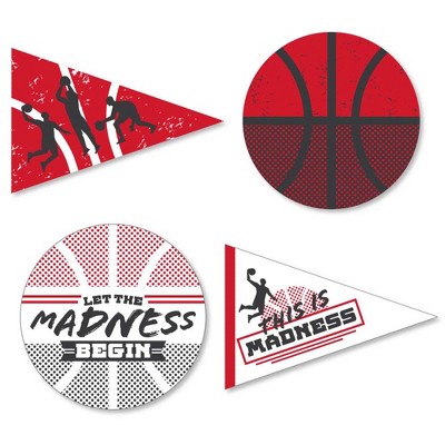 Big Dot of Happiness Red Basketball - Let the Madness Begin - DIY Shaped College Basketball Party Cut-Outs - 24 Count