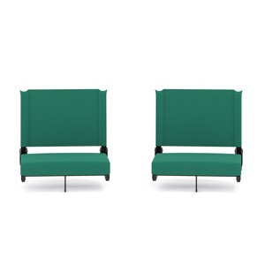 Flash Furniture Set of 2 Grandstand Comfort Seats by Flash - 500 lb. Rated Lightweight Stadium Chair with Handle & Ultra-Padded Seat - 1 of 4