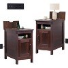 GALAXHERO Set of 2 Narrow End Tables with Charging Station Side Tables for Small Spaces, USB Ports & Outlets Nightstands with Storage Espresso Finish - 3 of 4