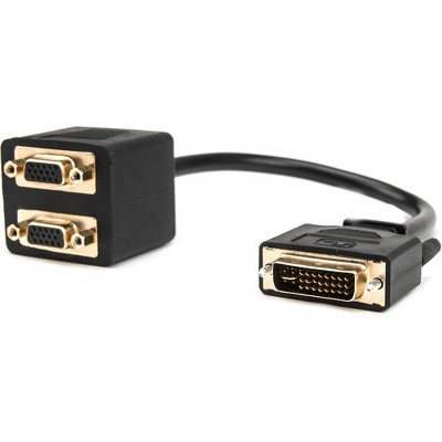Rocstor Premium 1 ft DVI-I Analog to 2 x VGA Video Splitter Cable - M/F - DVI-I (Single-Link) Male