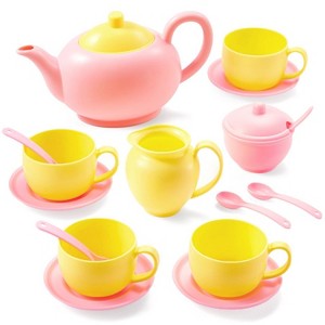 Joyfy 18PCS Toy Tea Set,Pretend Play Tea Party Set, Play Food Accessories Pink Tea Set, Mini Kitchen for Kids, Gifts for Toddler Girls Ages 3 4 5 6 - 1 of 4