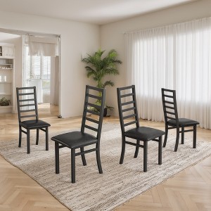 Syemin Modern Dining Chair Set of 4, High Back Armless Dining Chairs for Kitchen, Living Room, Black, 15.6"*18.5"*42.13" - 1 of 4