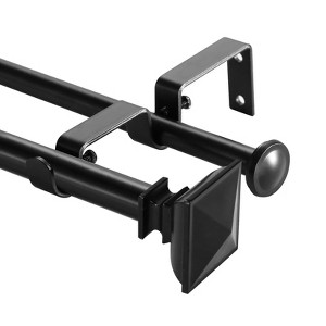 Urbanest Square Urn Adjustable Double Drapery Curtain Rod Set, 5-8" - 1 of 4