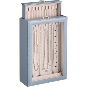 2-Layer Necklace Organizer Box with Clear Lid, Tangle-Free Storage - 1 of 4