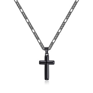 Turandoss S925 Sterling Silver Cross Necklace for Men Boys, Gold Silver Black Cross Pendant Necklace, Fathers Day Christmas Valentines Gifts for Men - 1 of 4