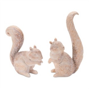 White Washed Etched Squirrel Figurine (Set of 2) - 1 of 4
