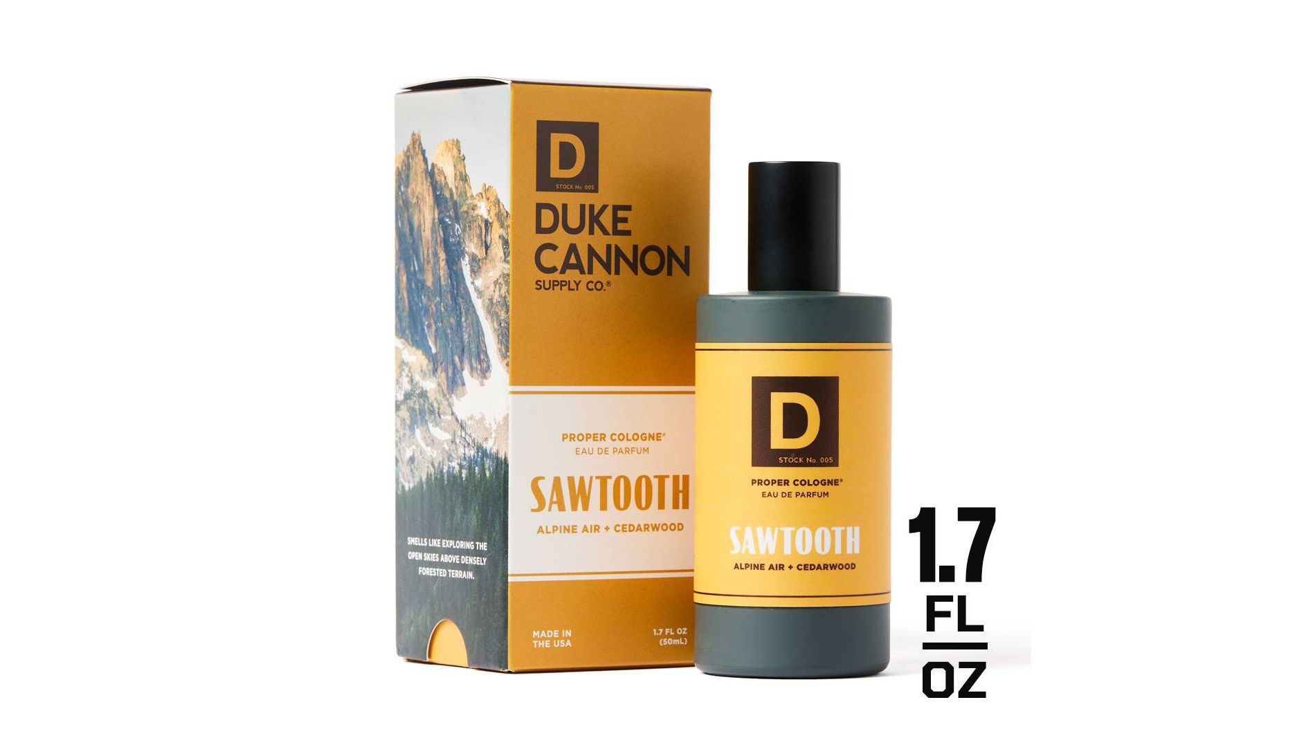 Duke Cannon Sawtooth Proper Cologne - Alpine Air & Cedarwood Cologne for Men's - Trial Size - 1.7 fl. oz