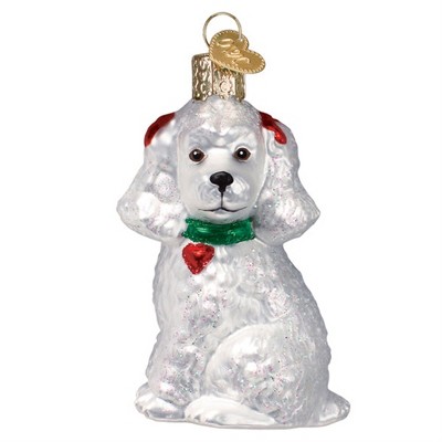 Old World Christmas Blown Glass Ornament for Christmas Tree, White Poodle