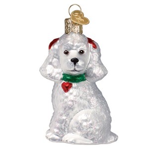 Old World Christmas Blown Glass Ornament for Christmas Tree, White Poodle - 1 of 3
