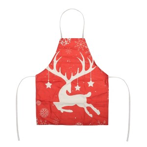 Unique Bargains Christmas Aprons Linen Red Beige 21.65"x26.77" 1Pc - 1 of 4