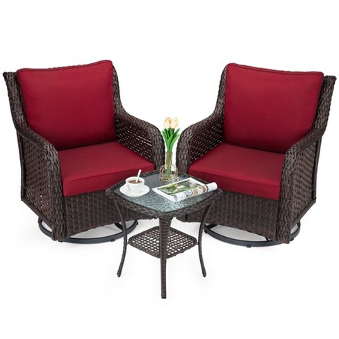 Whizmax Swivel Rocker Patio Chairs Set Of 2 And Matching Side Table 3 Piece Wicker Patio Bistro Set With Premium Fabric Cushions Outdoor Furniture Target