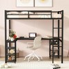 Full Size Metal Loft Bed with Desk and Shelves for Bedroom - 2 of 4