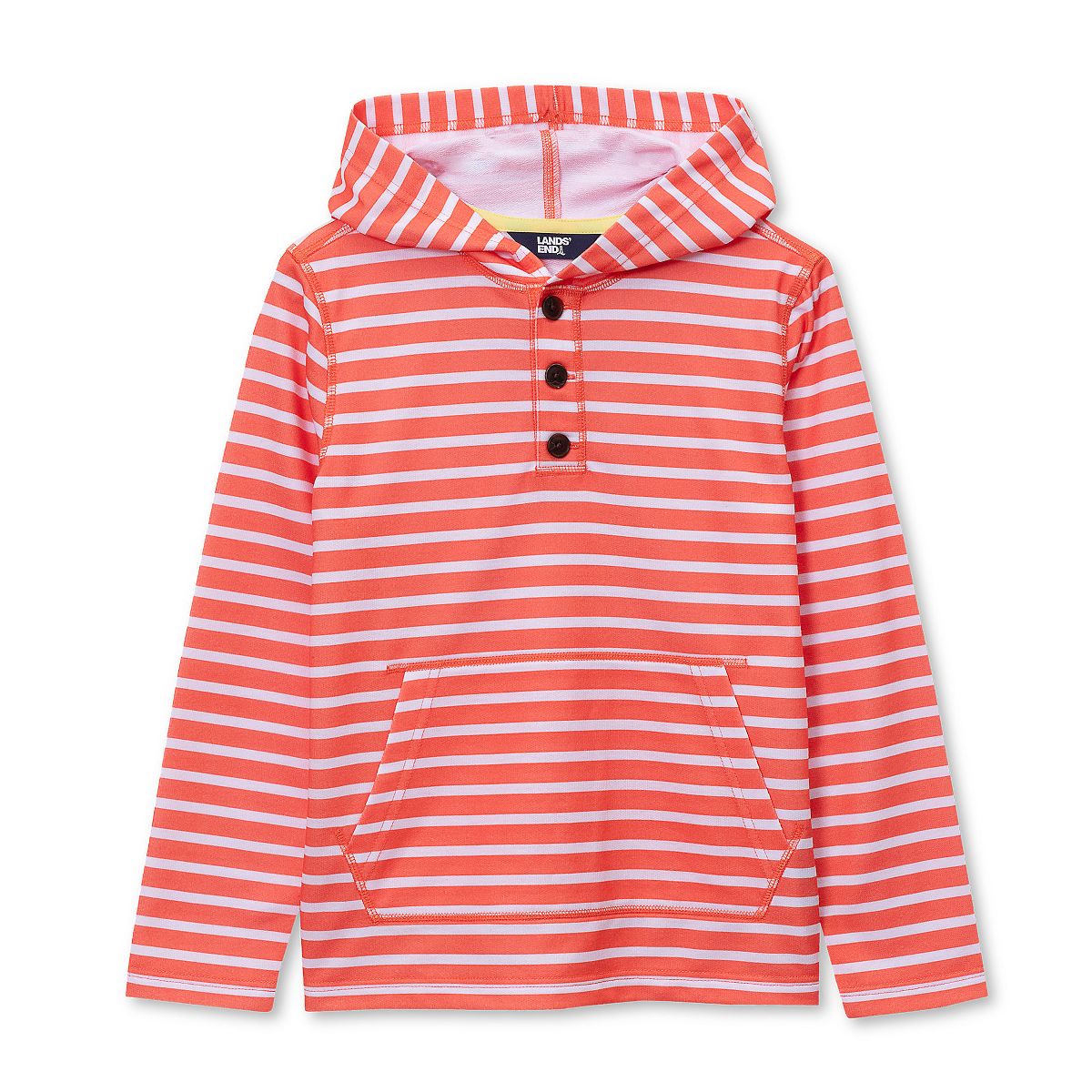 Lands' End Kids Henley Pullover Hoodie - thumbnail 7
