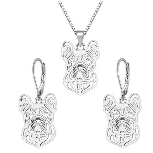 French Bulldog Dog Necklace Earrings or Set for Women Sterling Silver by Ginger Lyne - image 1 of 4