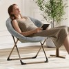 Comfy Oversized Saucer Chair for Adults ¨C Soft Faux Fur Plush Folding Moon Chair, Thick Padded Stable Metal Frame Reading Lounge Chair - 3 of 4