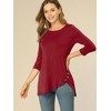 Allegra K Women's 3/4 Sleeve Round Neck Button Decor Casual Stretchy Tunic Tops - 3 of 4