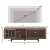 LOVSON Mid-Century Modern style 2 in 1 PET FRIENDLY Walnut TV STAND Cat house With Sliding glass door flip-down - 3 of 4