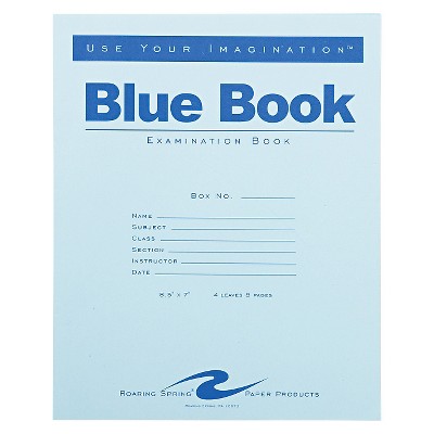 Roaring Spring  4 Sheet Wide Ruled Exam Blue Book