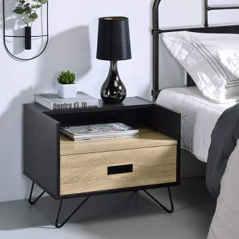 21" Melkree Accent Table Oak/Black Finish - Acme Furniture