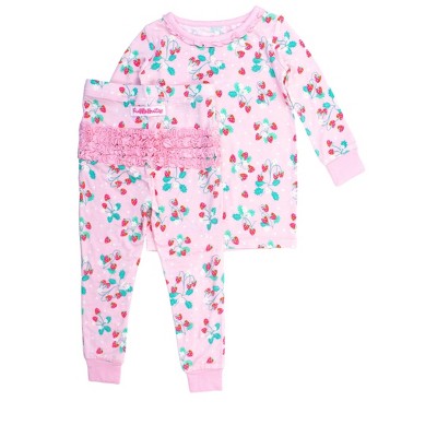 RuffleButts SoftSnooze Toddler Girls Ruffle Long Sleeve Pajama Set