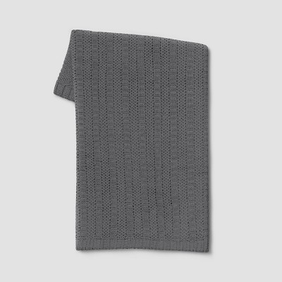 Striped Chenille Knit Throw Blanket Gray - Threshold™