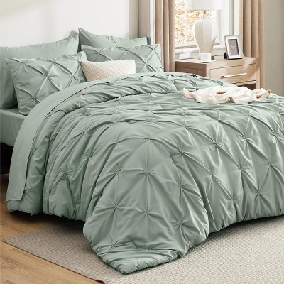Bedsure | 5/7 Pcs Bed in a Bag Solid Diamond Pintuck Bedding Set for All Season