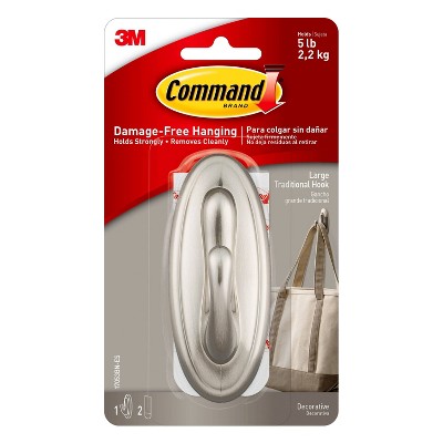 Command Large Sized Traditional Decorative Hook Nickel