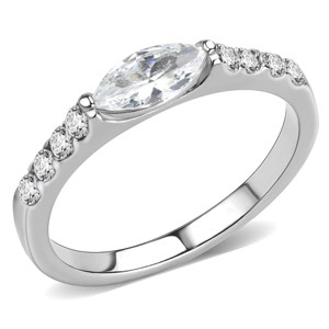 Slickblue Stainless Steel Women’s Ring, Thin 4mm CZ Marquise Design, Engagement & Promise Style, Sizes 5-10 - 1 of 4