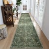 Lahome Vintage Full Coverage Floral Border Short Pile Velvet Rectangular Indoor Area Rug - 2 of 4