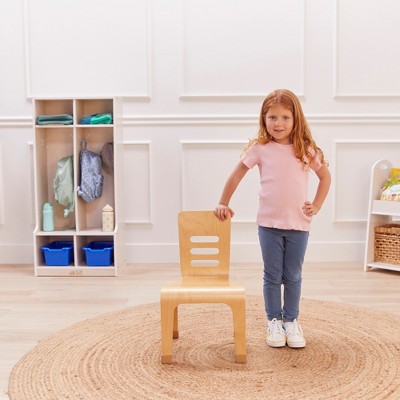Natural Birch Plywood Stackable Kids Chair, 12in Seat Height, 2-Pack