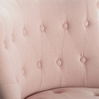 Blush Pink Tufted Armless Slipper Chair with Turned Legs