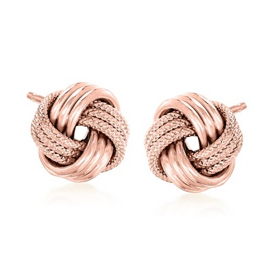 Ross-Simons Italian 18kt Rose Gold Over Sterling Love Knot Earrings