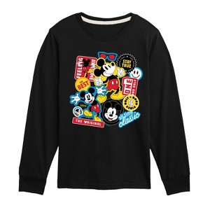Boys' - Disney - Mickey Sticker Look Long Sleeve Graphic T-Shirt - 1 of 4