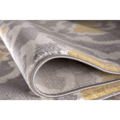 Elegant Gray Trellis 2' x 3' Washable Synthetic Area Rug