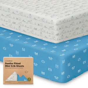 KeaBabies Mini Crib Sheets for Baby Girls, Boys, 2-Pack Soothe Pack and Play Sheets Fitted, Organic Pack N Play Mattress Sheet - 1 of 4