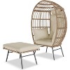 Acekool Oversized Egg Chair with Ottoman, PE Rattan Patio Lounge Chair with Cushions, Indoor Outdoor Seating for Garden & Living Room - 2 of 4