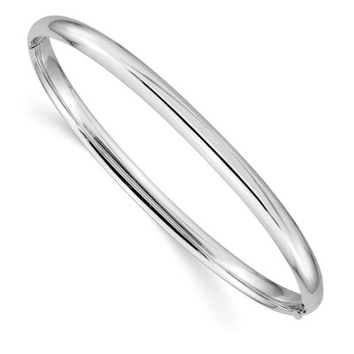 Black Bow Jewelry 4mm 14k White Gold High Polished Domed Hinged Bangle Bracelet