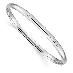 Black Bow Jewelry 4mm 14k White Gold High Polished Domed Hinged Bangle Bracelet - 1 of 4