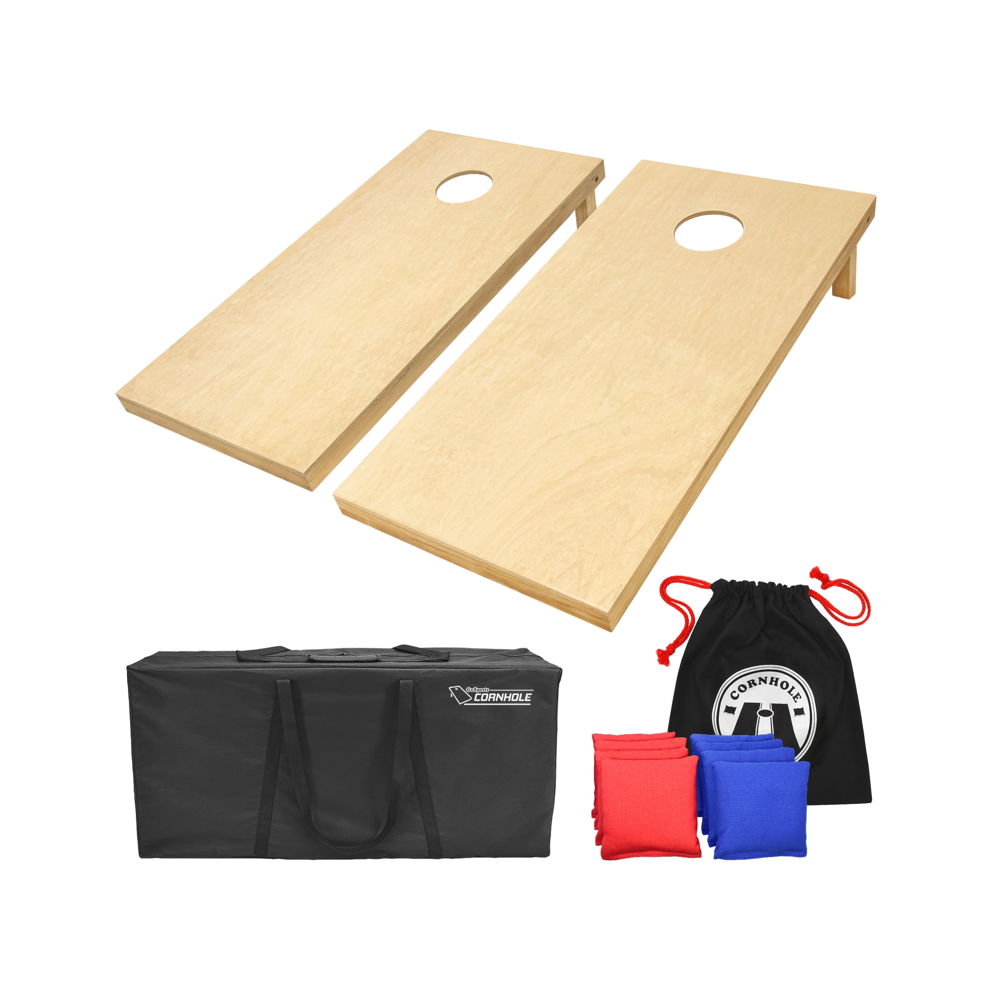 GoSports Natural Wood Cornhole Toss Game Set