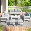 Cesicia 7-Piece Patio Sofa Set with Coffee Table for Backyard, Porch & Poolside，White Frame and Black Cushions - 3 of 4