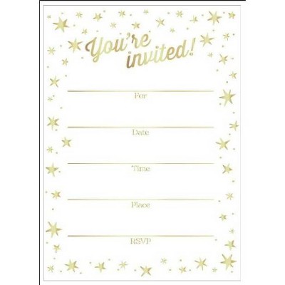 10ct Invitations Your Invited Gold Stars - Spritz™